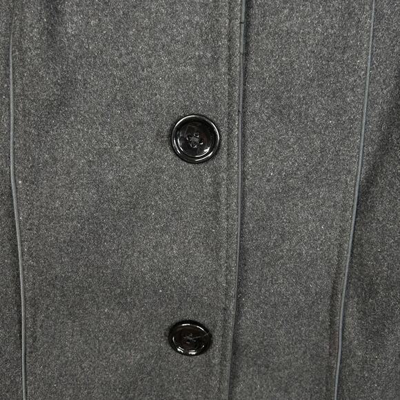 Donnybrook Coat Womens Large Wool Blend Hooded Velvet Trim Button Front Long - Picture 3 of 14